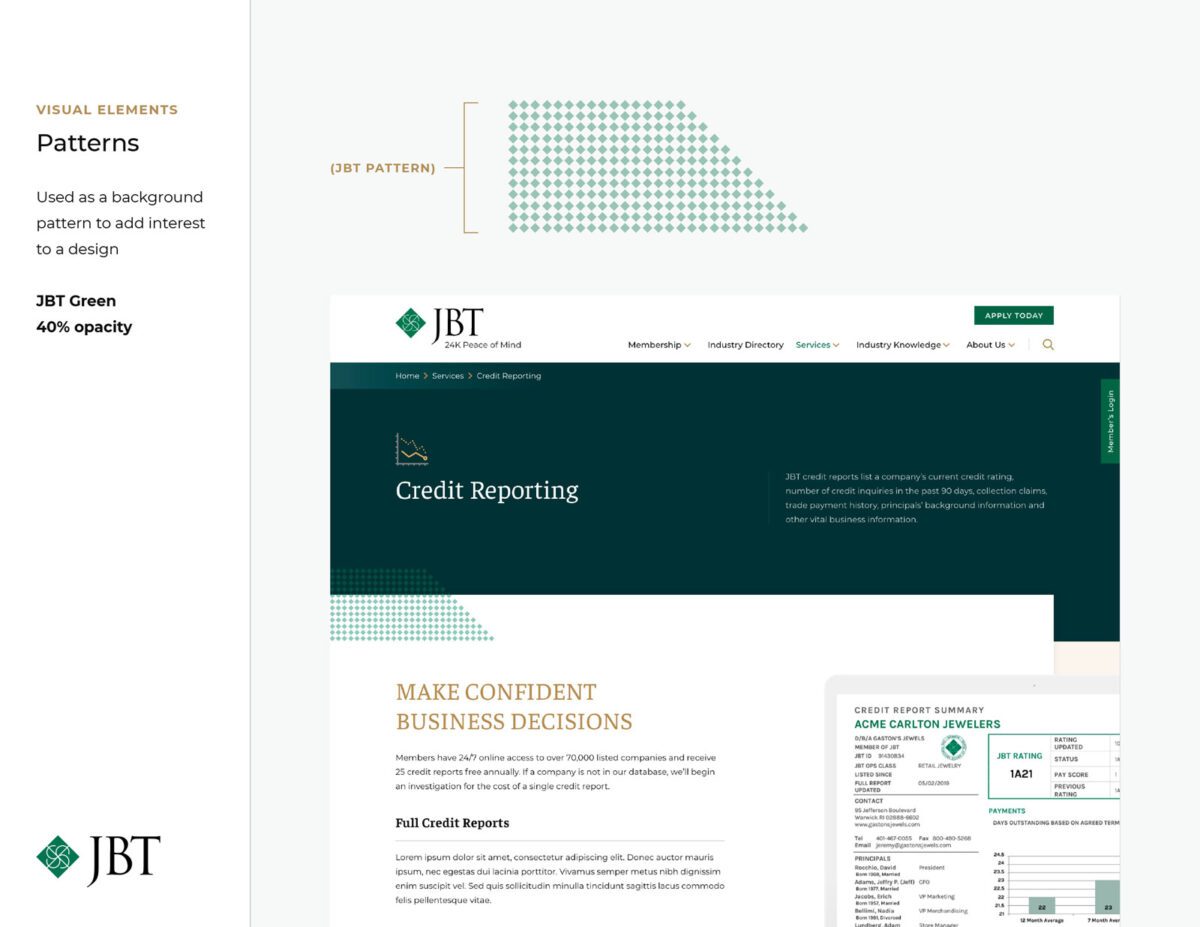 A sample of how to use JBT brand patterns